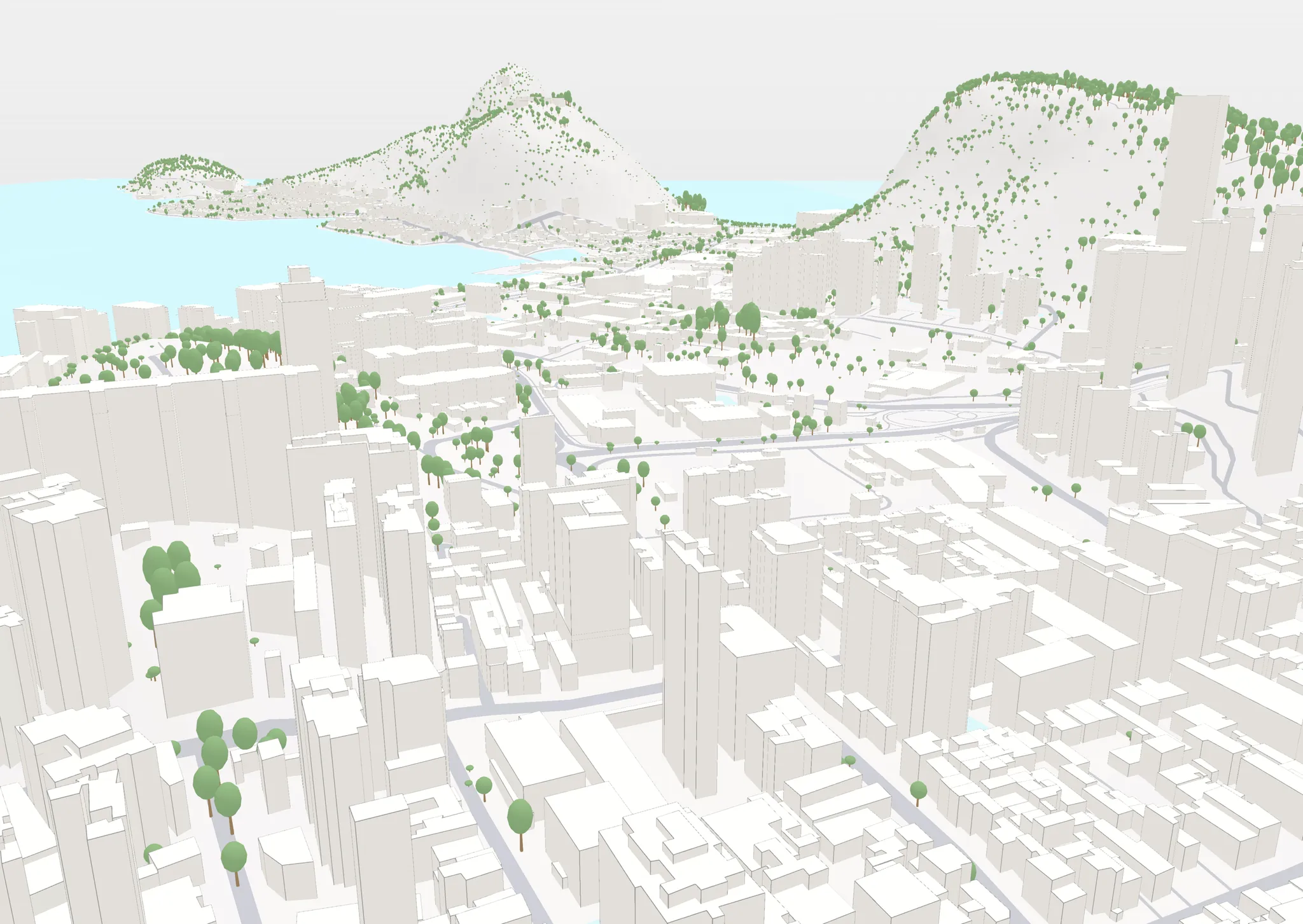 Maqueta 3D de contexto de una zona urbana generada con Maps3D