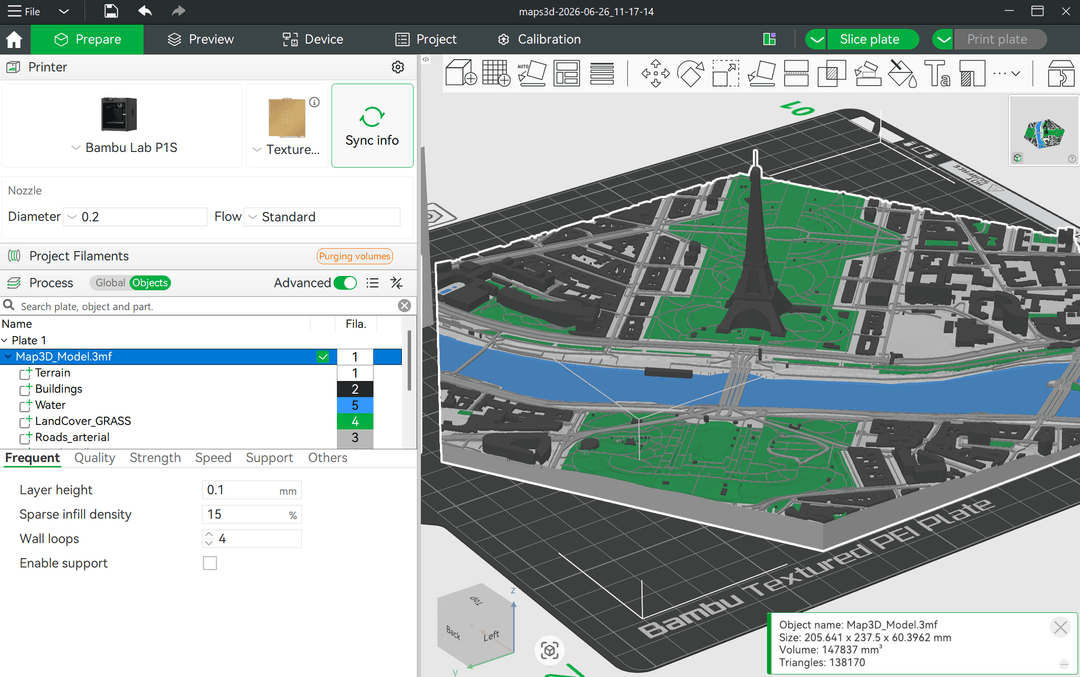 Map to Model: 3D Print Any Place (STL, 3MF) | Maps3D